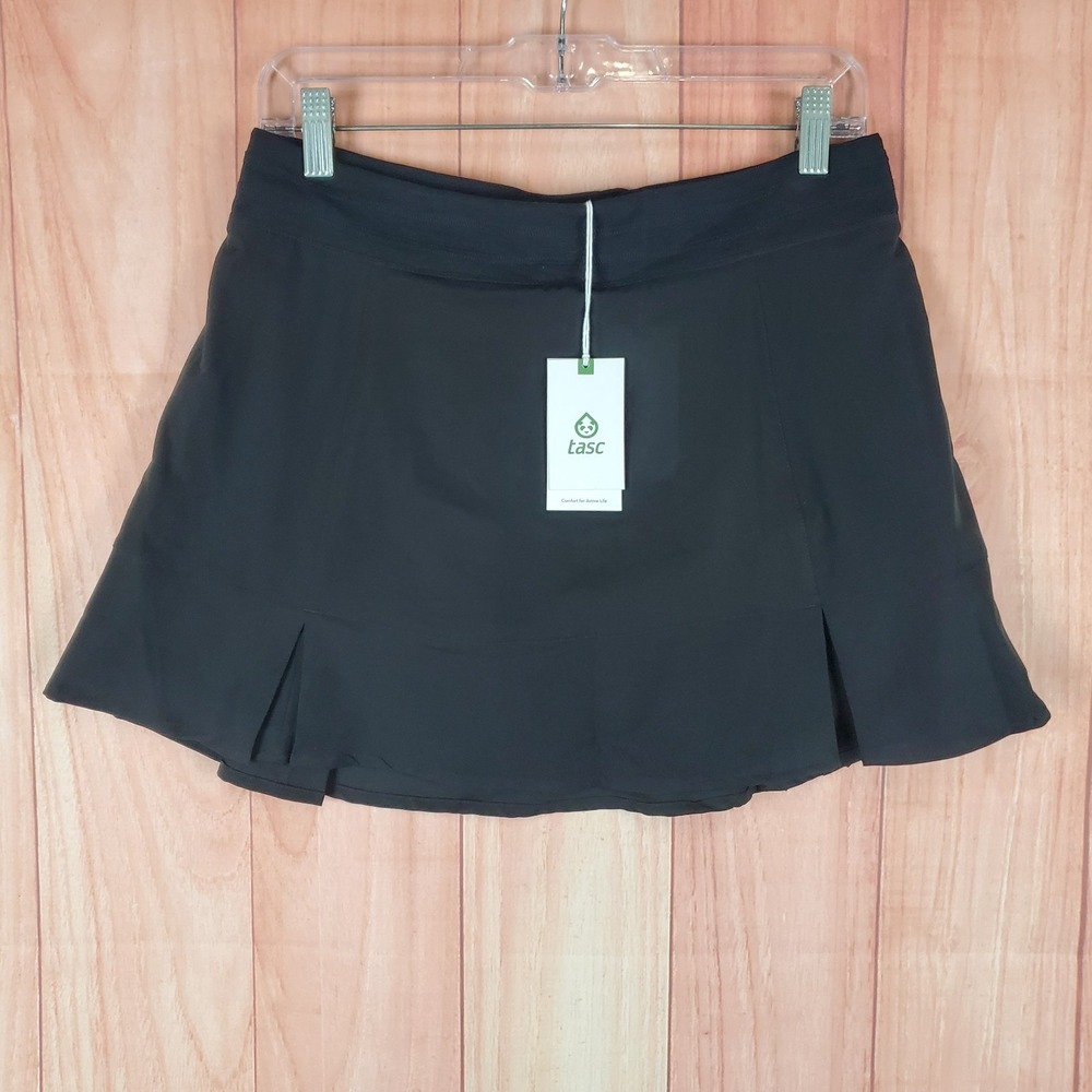 Tasc Performance Rhythm Skirt Skort Women Small Black Stretch Relaxed Fit Tennis
